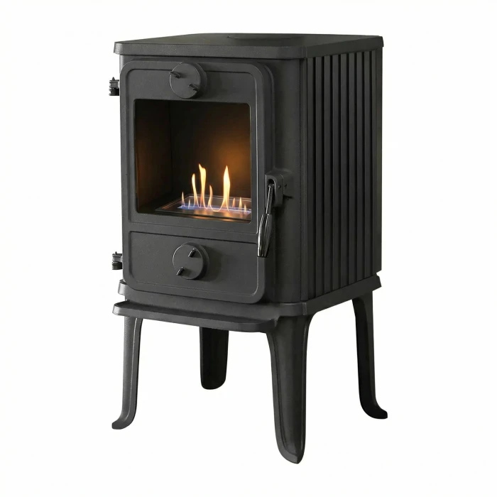 Black freestanding cast iron &ndash; Mors&oslash; 1010 with ribbed sides and 250 mm legs