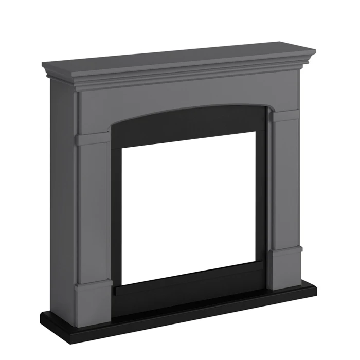 Marco de chimenea Helmi Gris de TAGU, dise&ntilde;o cl&aacute;sico y elegante para chimeneas el&eacute;ctricas.