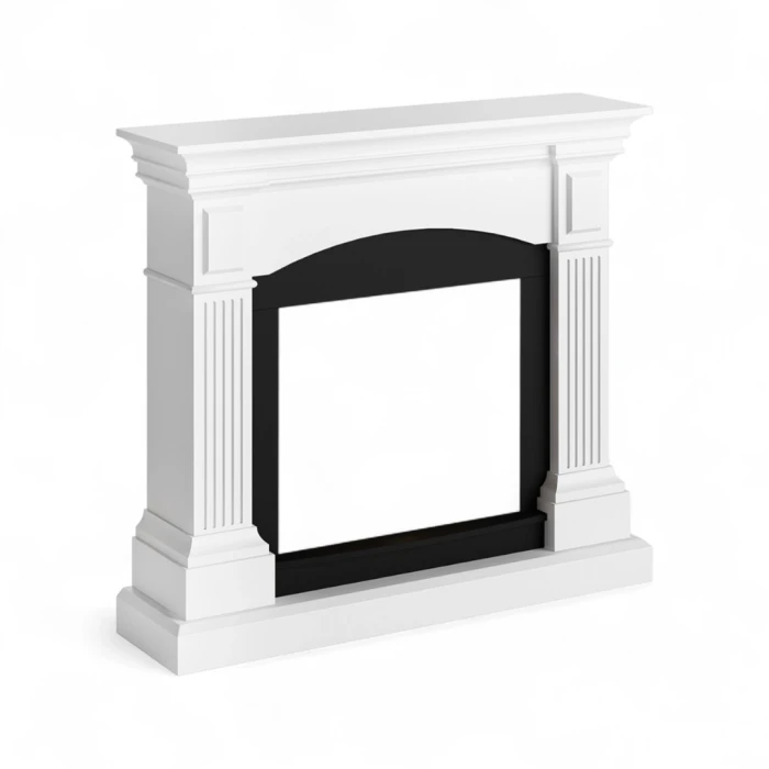 Marco para chimenea TAGU Magna Blanco, elegante revestimiento decorativo para insertables el&eacute;ctricos