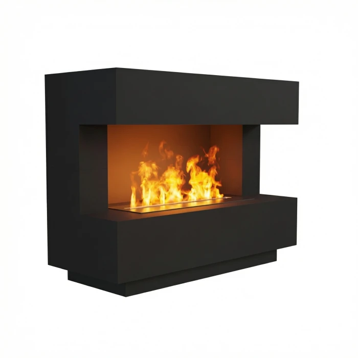 Kant Svart - OMC 600 Frittst&aring;ende Vanndamp peis fra Glow Fire &ndash; Realistisk Flammeeffekt, Uten Varme, Svart Design