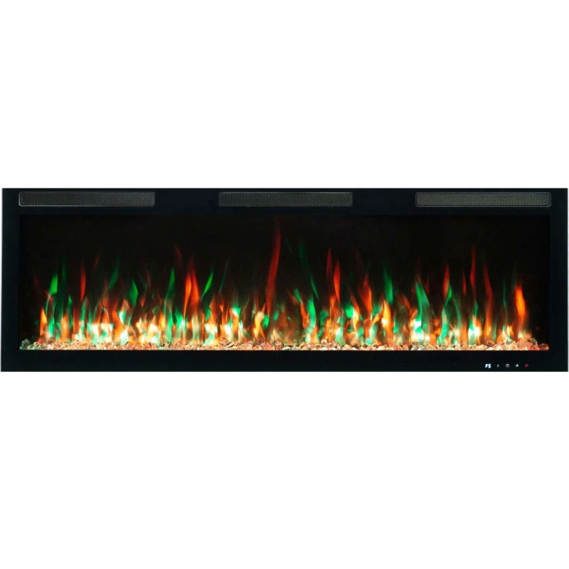 Aflamo Majestic PRO elektrisk pejs 127 cm v&aelig;gmonteret med LED flamme og dekorationsbr&aelig;nde