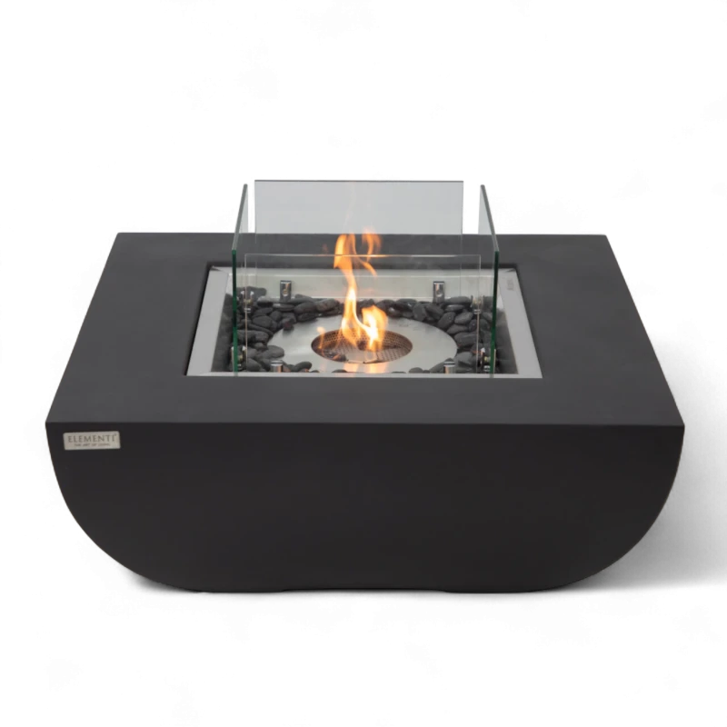 Aurora biopejs i mat sort &ndash; moderne firkantet design med glas og bronze dekoglas