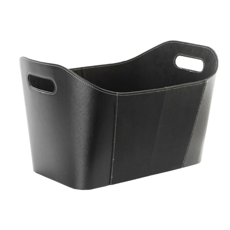 Br&aelig;ndekurv i imiteret sort l&aelig;der