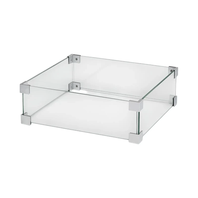 Sikkerhedsglas i 5 mm h&aelig;rdet glas til gasbr&aelig;nder 40 x 40 cm &ndash; med beslag