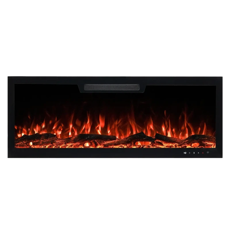 Aflamo Elite 107 cm elektrisk indbygningspejs med LED-flammeeffekt i sort design