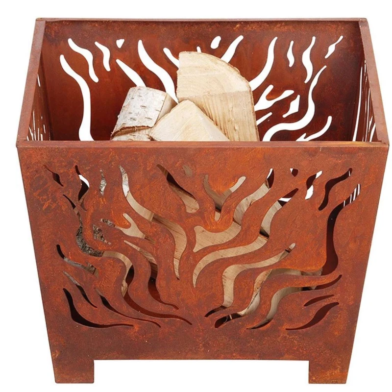 Fire Basket Square Rust S &ndash; rustik udend&oslash;rs ildkurv i firkantet design