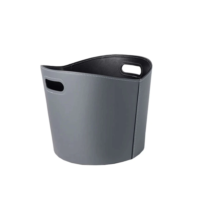 Br&aelig;ndekurv i imiteret gr&aring; l&aelig;der