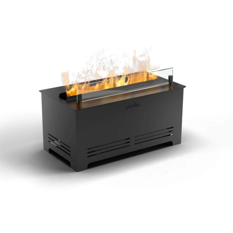 Planika Cloudy vanddamp pejs – Fjernstyret flammeeffekt Cloudy Opti-myst brandkar fra Planika Fires i sort med fjernbetjening