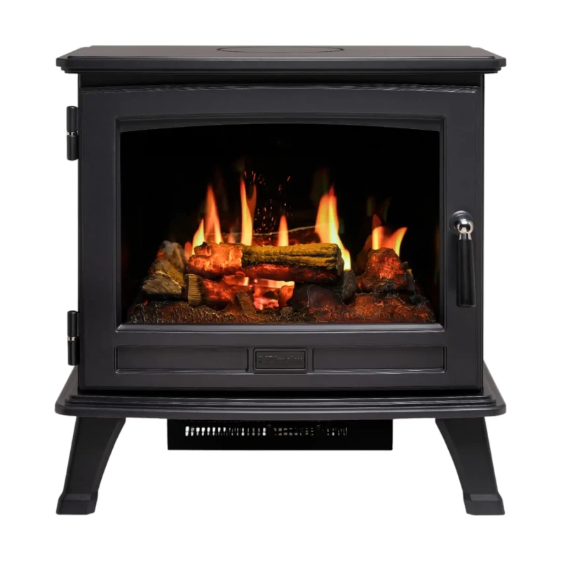 Dimplex Belgravia sort fritst&aring;ende elektrisk pejs med realistiske log flammer