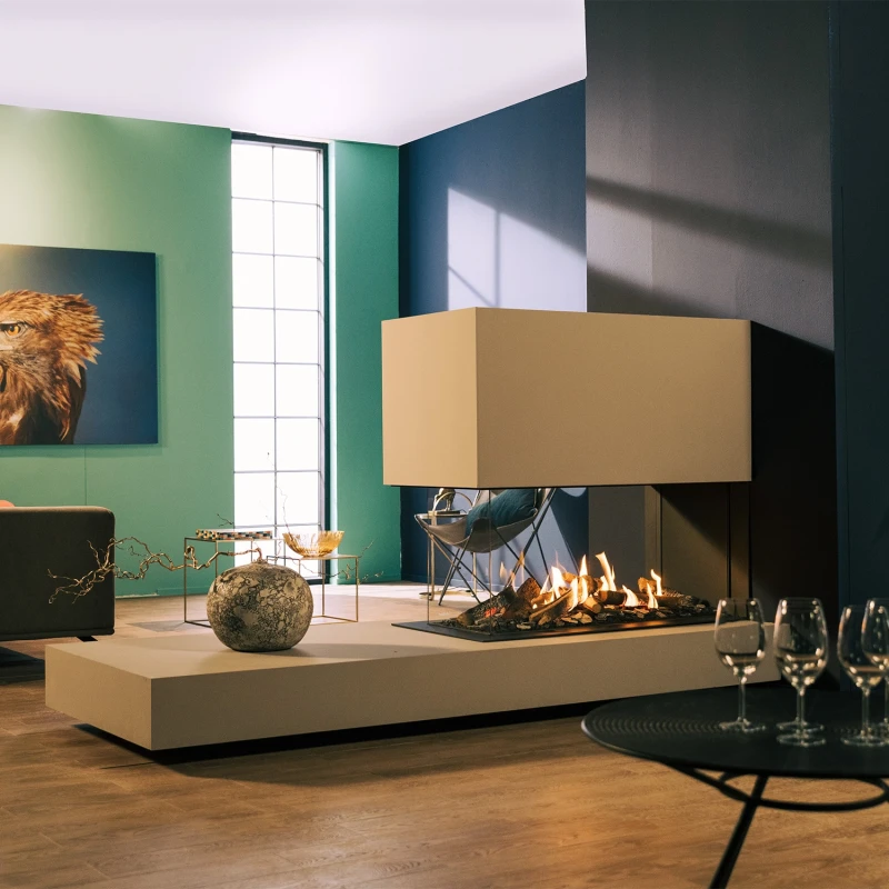 Faber MatriX Hybrid 800/500 RD gaspejs som indbygget rumdeler i sort design