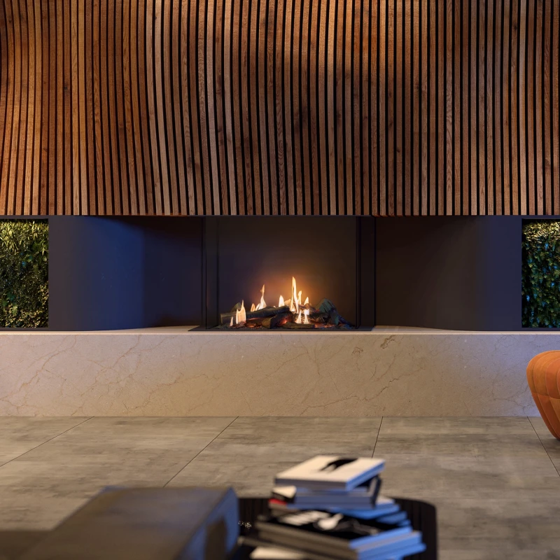 MatriX Hybrid 800/650 III gaspejs fra Faber i sort med 3-sidet indbygning og moderne kontrolfunktioner.