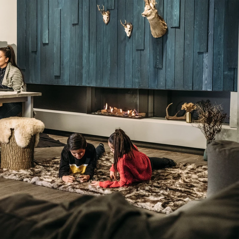 Faber MatriX Linear 800/400 II indbygget gaspejs i sort med fjernbetjening og app-styring