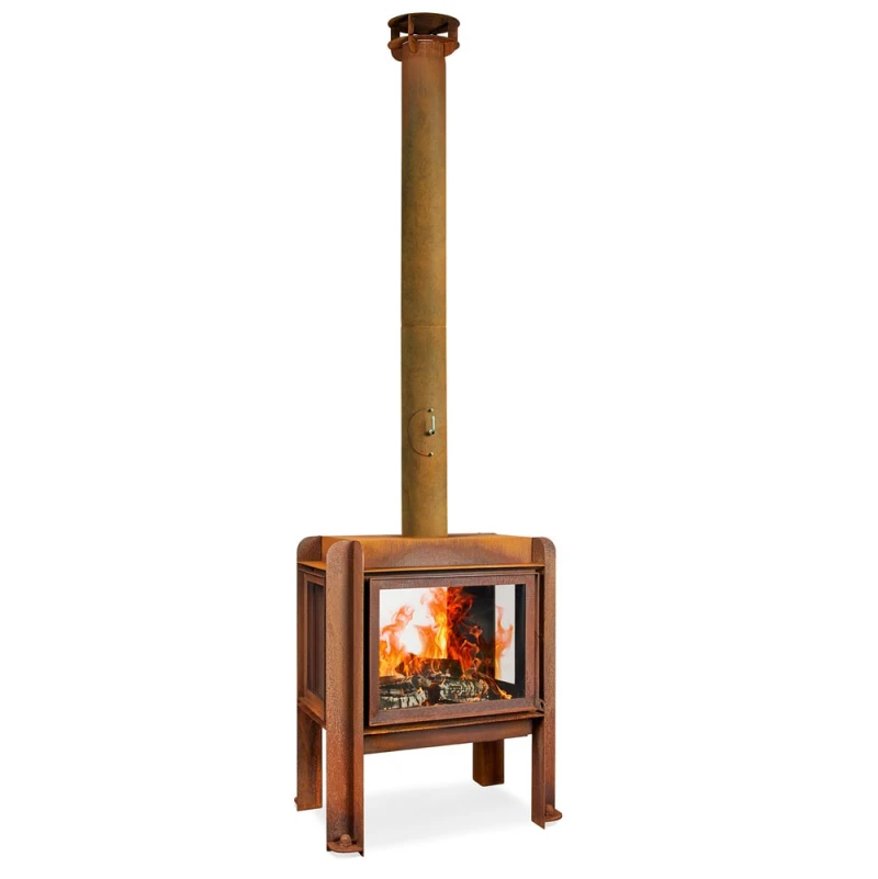 Fennek 80 rustet st&aring;l havepejs