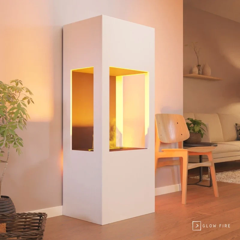 Glow Fire Böll White OMC 400 – Vanddamp Pejs Glow Fire Böll Hvid - OMC 400 | Fritstående Vanddamp Pejs, Hvid, 54 cm x 145 cm x 44 cm