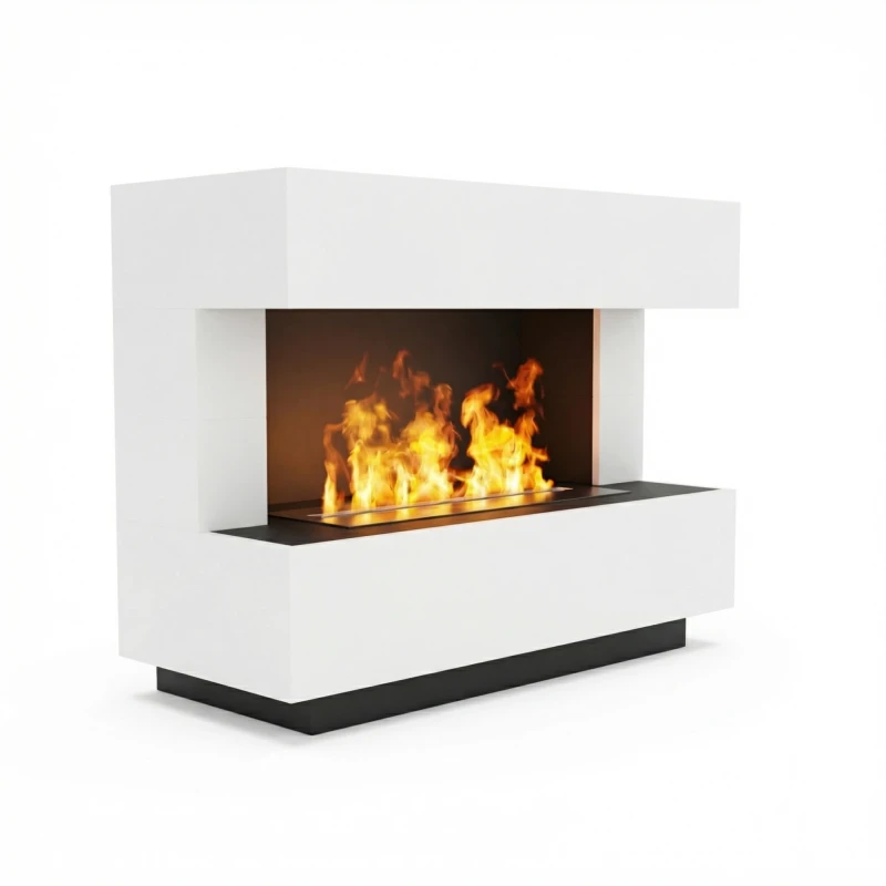 Kant Hvid - OMC 600 Elektrisk Pejs &ndash; Realistisk Flamme, Milj&oslash;venlig, Fritst&aring;ende Design