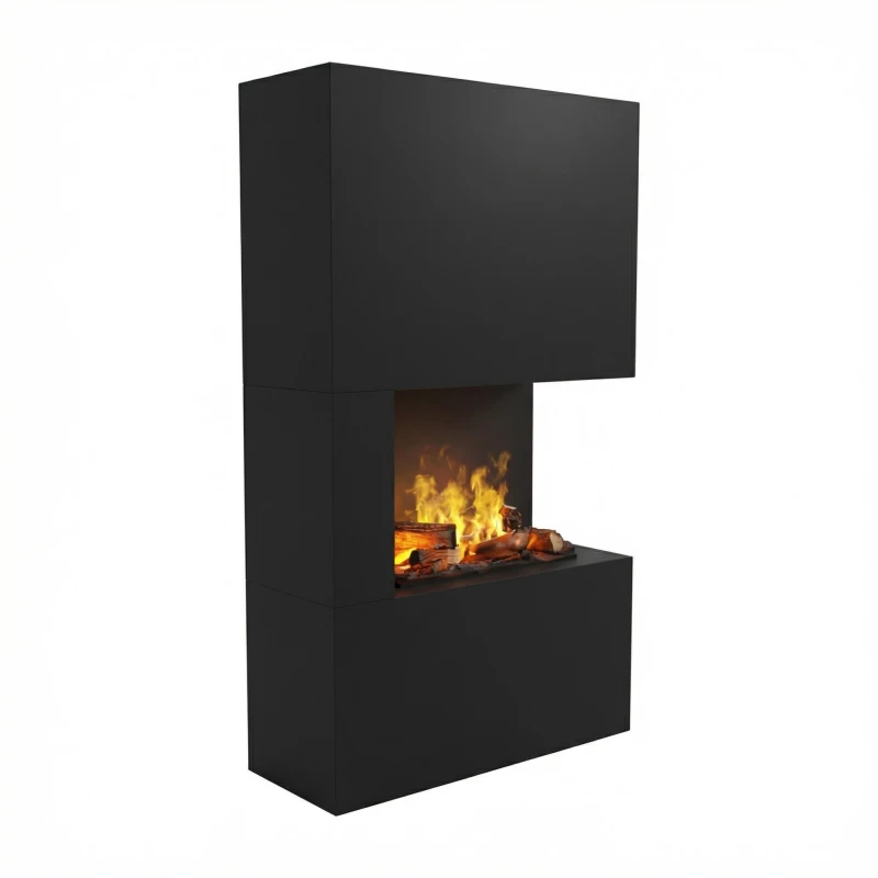 Glow Fire Tucholsky Sort Hjørne - Vanddamp Pejs Online Glow Fire Tucholsky Venstre Hjørne Sort - OMC 600 | Fritstående Vanddamppejs, Sort, 91 cm x 150 cm x 35 cm