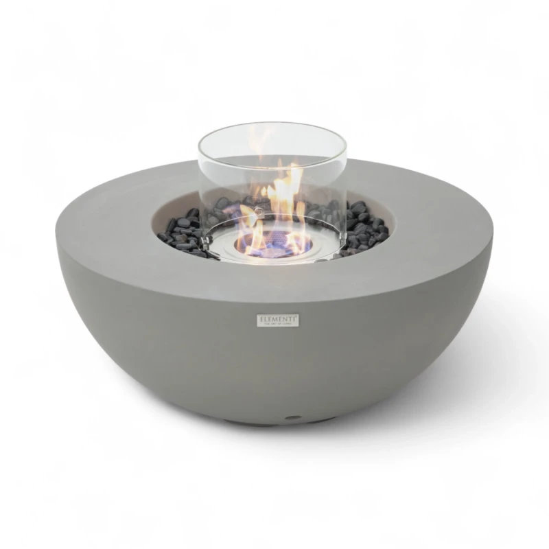 Roca biopejs i Space Grey &ndash; rund fiberbetonpejs med bronze dekoglas og glasindsats