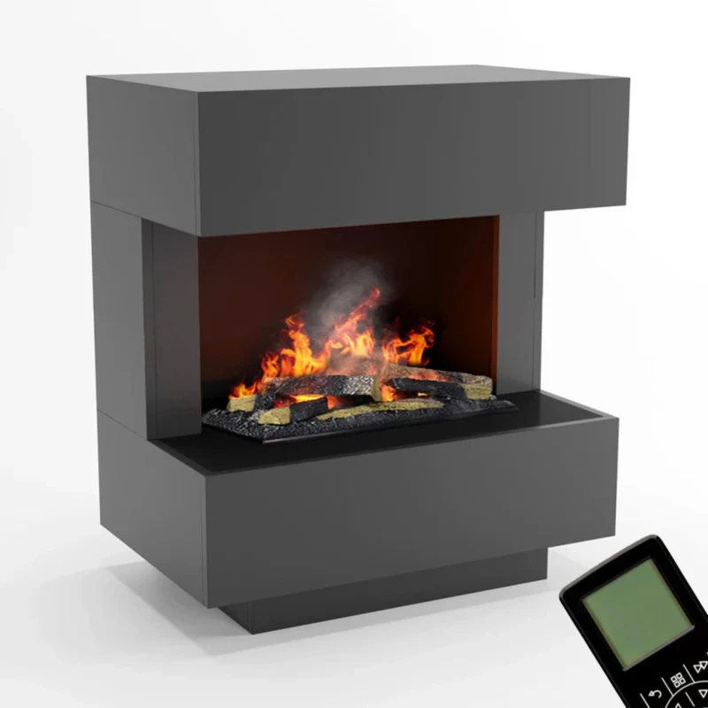 Glow Fire Kleist Grå - OMC 600 | Fritstående Vanddamppejs Køb Online Glow Fire Kleist Grey - OMC 600 | Fritstående Vanddamppejs – Grå, 90 cm x 50 cm x 80 cm