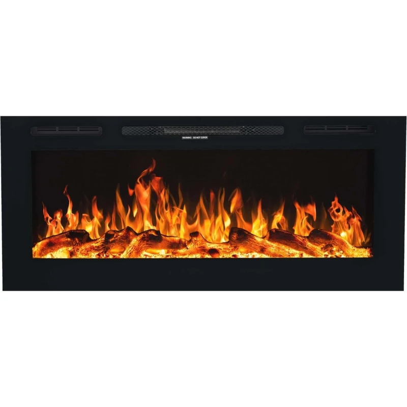 Aflamo Majestic 114 cm elektrisk pejs med frontvendt flamme og sort glasdesign