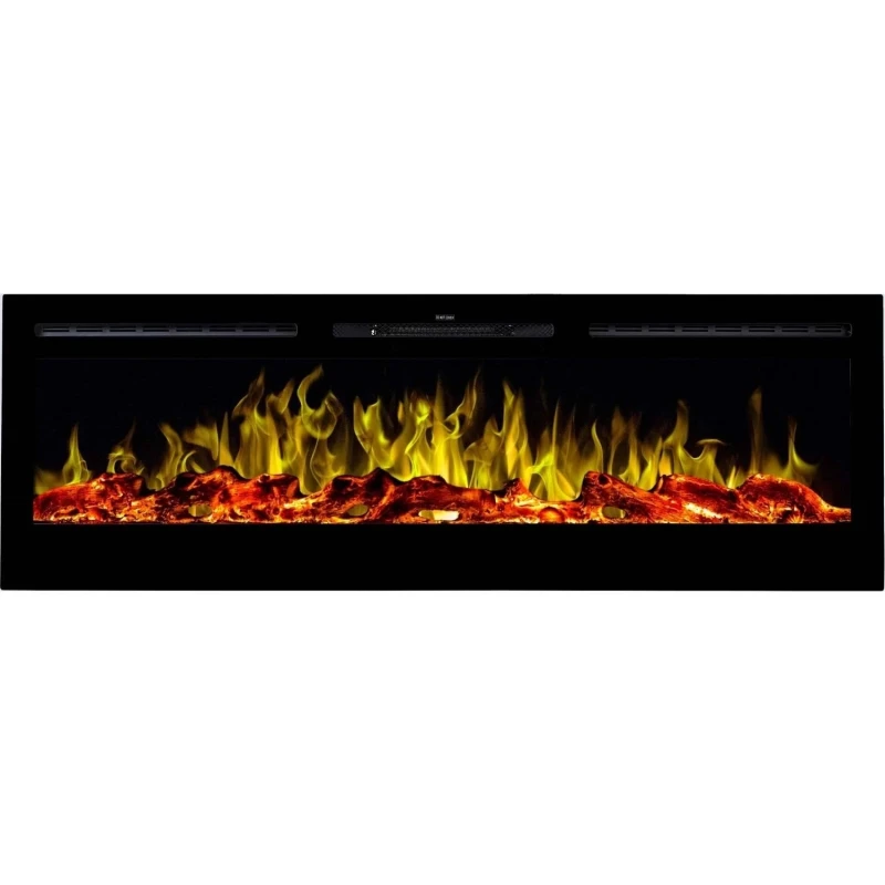 Aflamo Majestic 152 cm LED elektrisk pejs med sort glas og dekorativ flamme