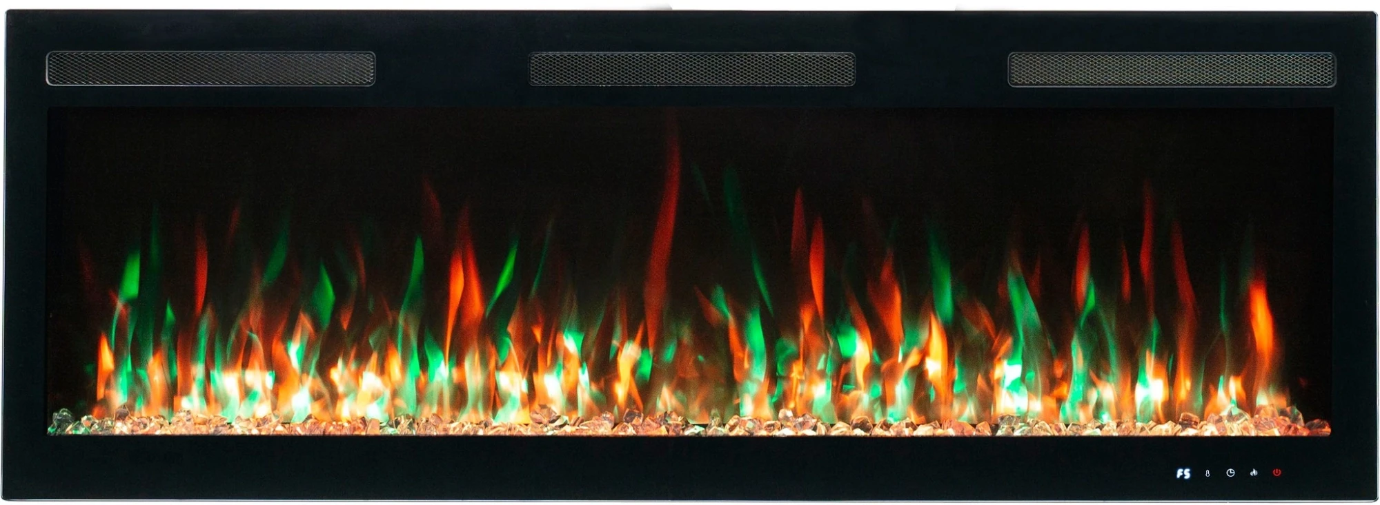 Bred Aflamo Majestic PRO 183 cm elektrisk pejs med LED-flamme og sort glas