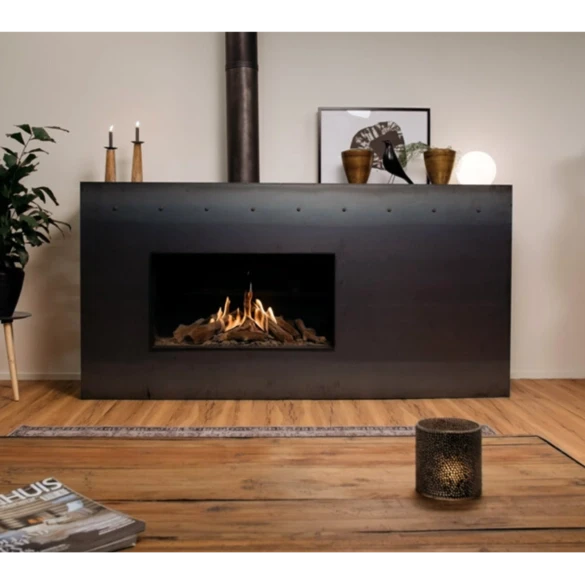 Matrix 1050/500 I fra Faber - elegant indbygget gaspejs i sort med fjernbetjening og app-styring.