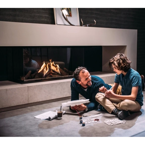 Faber Matrix 1050/500 III gaspejs med 3-sidet glasdesign og sort finish