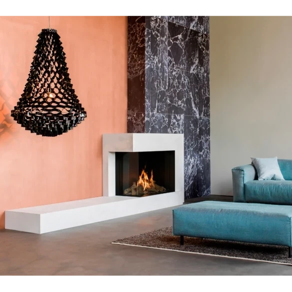 Faber Matrix 800/650 II gaspejs i sort med moderne design og indbyggede funktioner som fjernbetjening og app-control.