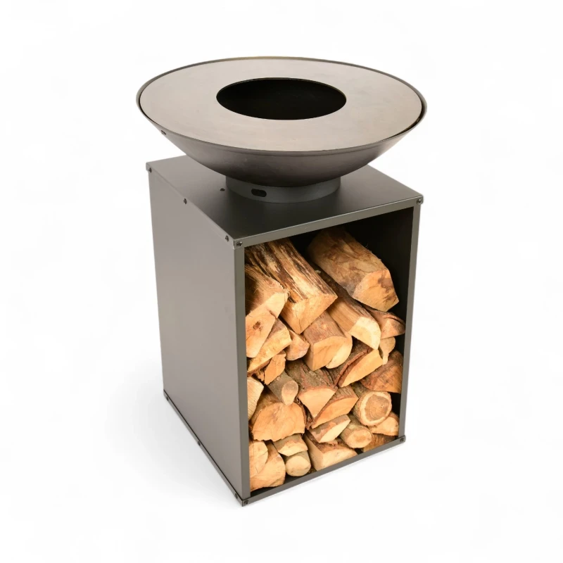 Onyx &Oslash;60 b&aring;lfad med grill og br&aelig;ndeopbevaring fra RedFire &ndash; sort st&aring;l