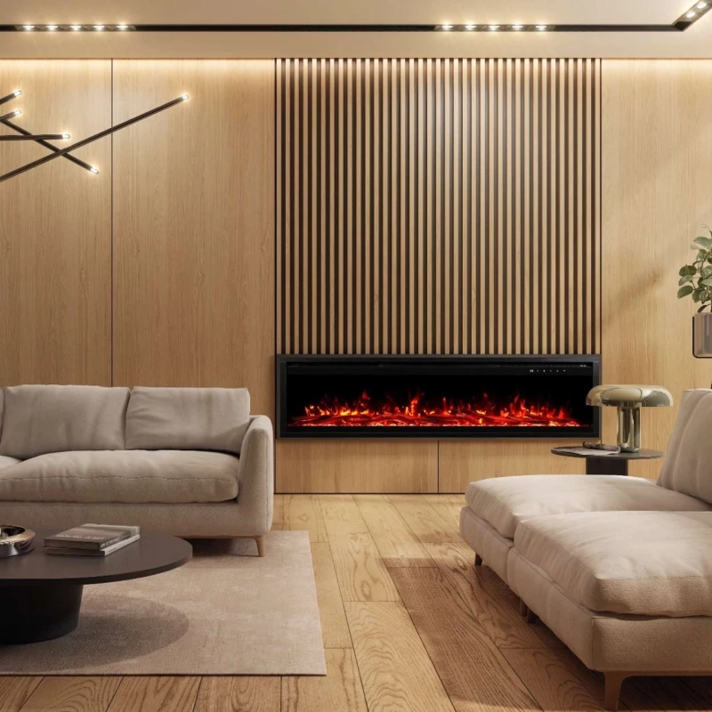 Royal Pro 100 cm v&aelig;gmonteret elektrisk pejs i sort