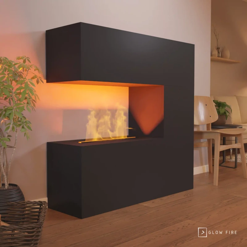 Glow Fire Schiller Sort - OMC 600 | Fritst&aring;ende vanddamp-pejs, 120 cm x 120 cm x 38 cm