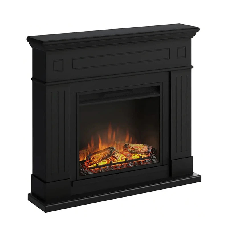 TAGU Larsen Elektrisk Pejs &ndash; Sort fritst&aring;ende elpejs i klassisk design - V&aelig;lg mellem PowerFlame 1 eller 2 elpejs-indsats