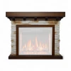 ArtiFlame Ludwig antique oak fireplace mantel with stone-look sides