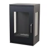 Black wall-mounted bioethanol stove fireplace with three-sided flame view