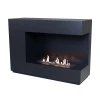 ScandiFlames Seattle freestanding black bioethanol fireplace with front and right-side flame view