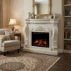 Ymir Electric Fireplace in grey polystone 