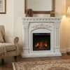 ScandiFlames Freyr electric fireplace with Eldur 18" insert, stone-look Polystone MGO frame