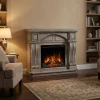 ScandiFlames Logi freestanding electric fireplace with grey/white polystone frame and Eldur 23" insert
