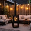 ScandiFlames Natura Garden Fireplace - Black Bioethanol Outdoor Heater with Glass Panels and Wheels