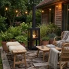 ScandiFlames Natura Garden Fireplace - Black Bioethanol Outdoor Heater with Glass Panels and Wheels