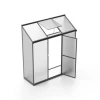 Black aluminium lean-to greenhouse with glass sides and polycarbonate roof