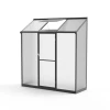 Black aluminium lean-to greenhouse with glass sides and polycarbonate roof