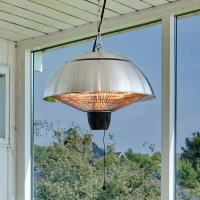Plafond hangende zilveren terrasverwarmer