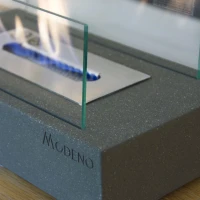 Kira bio-ethanolhaard &ndash; compacte tafelhaard van ruw beton met glasafscherming