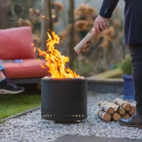 Volcano Large pellet vuurkorf in mat zwart &ndash; RVS buitenmodel