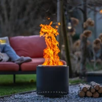 Volcano Large pellet vuurkorf in mat zwart &ndash; RVS buitenmodel