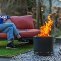 Volcano Large pellet vuurkorf in mat zwart &ndash; RVS buitenmodel