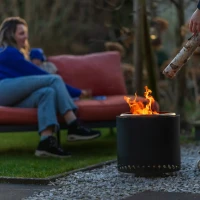 Volcano Large pellet vuurkorf in mat zwart &ndash; RVS buitenmodel