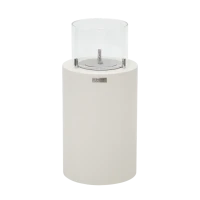 BOSTON bio-ethanolhaard in Cream White &ndash; zuilvormig model met glaspartij en 5,5 kW warmteafgifte