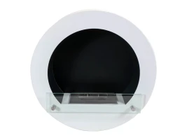 Witte ronde bio-ethanol haard voor de muur